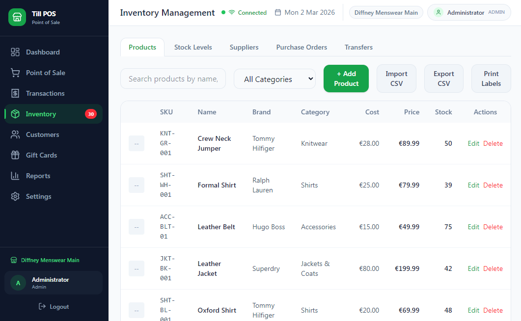Inventory Management Dashboard